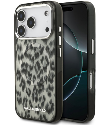Rudas dėklas Apple iPhone 17 Pro telefonui "Karl Lagerfeld IML Leopard MagSafe Case"