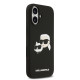 Juodas dėklas Apple iPhone 17 telefonui "Karl Lagerfeld Liquid Silicone Double Heads MagSafe Case"