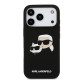 Juodas dėklas Apple iPhone 17 Pro telefonui "Karl Lagerfeld Liquid Silicone Double Heads MagSafe Case"