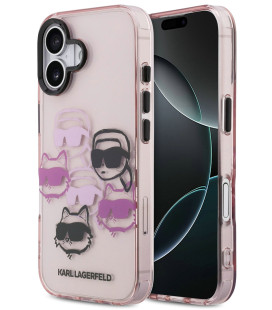 Rožinis dėklas Apple iPhone 17 telefonui "Karl Lagerfeld IML Multi K&CH Heads Case"