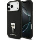 Juodas dėklas Apple iPhone 17 Pro Max telefonui "Karl Lagerfeld Liquid Silicone Metal Ikonik Case"
