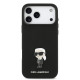 Juodas dėklas Apple iPhone 17 Pro Max telefonui "Karl Lagerfeld Liquid Silicone Metal Ikonik Case"