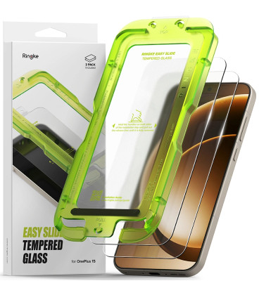 Apsauginis grūdintas stiklas Oneplus 15 telefonui "Ringke Easy Slide 2-Pack"