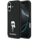 Juodas dėklas Apple iPhone 17 telefonui "Karl Lagerfeld Liquid Silicone Metal Ikonik Case"