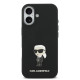 Juodas dėklas Apple iPhone 17 telefonui "Karl Lagerfeld Liquid Silicone Metal Ikonik Case"