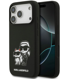Juodas dėklas Apple iPhone 17 Pro telefonui "Karl Lagerfeld Liquid Silicone K&CH Sketch MagSafe Case"