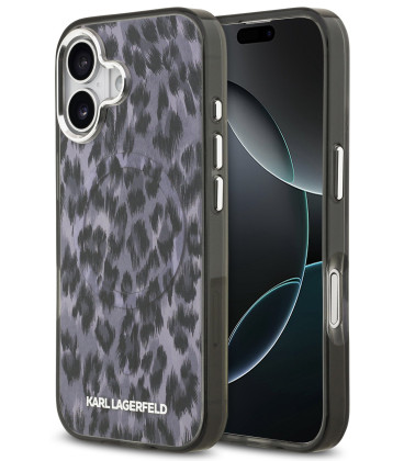 Pilkas dėklas Apple iPhone 17 telefonui "Karl Lagerfeld IML Leopard MagSafe Case"