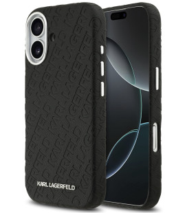 Juodas dėklas Apple iPhone 17 telefonui "Karl Lagerfeld Grained PU Repeated Logo MagSafe Case"