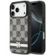 Juodas dėklas Apple iPhone 17 Pro telefonui "DKNY PU Leather Checkered Pattern and Stripe Case"