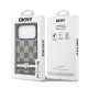 Juodas dėklas Apple iPhone 17 Pro telefonui "DKNY PU Leather Checkered Pattern and Stripe Case"