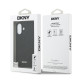 Juodas dėklas Apple iPhone 17 telefonui "DKNY PU Leather Grid Pattern Magsafe Case"