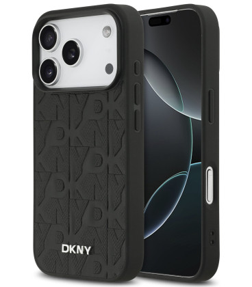 Juodas dėklas Apple iPhone 17 Pro telefonui "DKNY PU Leather Grid Pattern Magsafe Case"