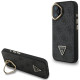 Juodas dėklas Apple iPhone 16 telefonui "Guess PU 4G Strass Triangle Logo Stand Camera Frame MagSafe Case"