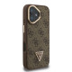 Rudas dėklas Apple iPhone 16 telefonui "Guess PU 4G Strass Triangle Logo Stand Camera Frame MagSafe Case"