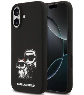 Juodas dėklas Apple iPhone 17 telefonui "Karl Lagerfeld Liquid Silicone K&CH Sketch MagSafe Case"
