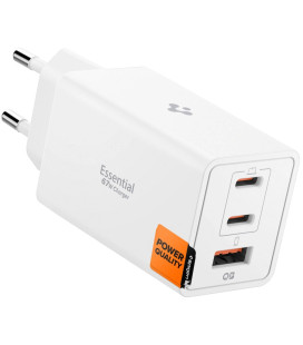 Baltas 67W 1xUSB-A + 2xUSB-C pakrovėjas "Spigen EE673EU Essential 3-Port"
