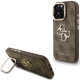 Rudas dėklas Apple iPhone 15 Pro telefonui "Guess PU 4G Metal Logo Stand Camera Frame Case"