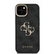 Juodas dėklas Apple iPhone 13 telefonui "Guess PU 4G Metal Logo Stand Camera Frame Case"