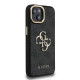 Juodas dėklas Apple iPhone 13 telefonui "Guess PU 4G Metal Logo Stand Camera Frame Case"