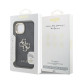 Juodas dėklas Apple iPhone 13 telefonui "Guess PU 4G Metal Logo Stand Camera Frame Case"