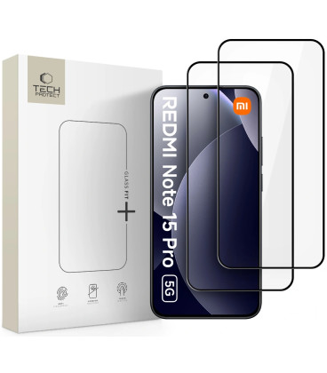 Apsauginis grūdintas stiklas Xiaomi Redmi Note 15 Pro 5G telefonui "Tech-Protect Glass Fit+ 2-Pack"