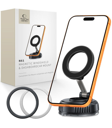 Juodas automobilinis magnetinis telefono laikiklis "Tech-Protect N61 Magsafe Wind & Dash"