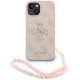 Rožinis dėklas Apple iPhone 15 telefonui "Guess PU 4G Metal Logo Strap Case"