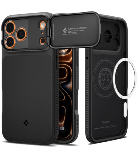 Juodas dėklas Apple iPhone 17 Pro Max / 18 Pro Max telefonui "Spigen Optik Armor MAG Magsafe"