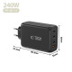 Juodas 1xUSB-A + 3xUSB-C PD240W / QC3.0 pakrovėjas "Tech-Protect NC240W-GAN 4-Port"
