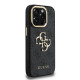 Juodas dėklas Apple iPhone 15 Pro telefonui "Guess PU 4G Metal Logo Stand Camera Frame Case"