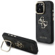 Juodas dėklas Apple iPhone 16 Pro telefonui "Guess PU 4G Metal Logo Stand Camera Frame Case"