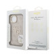 Rožinis dėklas Apple iPhone 15 telefonui "Guess PU 4G Metal Logo Stand Camera Frame Case"