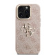 Rožinis dėklas Apple iPhone 15 Pro telefonui "Guess PU 4G Metal Logo Stand Camera Frame Case"