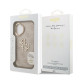 Rožinis dėklas Apple iPhone 16 telefonui "Guess PU 4G Metal Logo Stand Camera Frame Case"