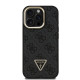 Juodas dėklas Apple iPhone 15 Pro telefonui "Guess PU 4G Strass Triangle Logo Stand Camera Frame MagSafe Case"