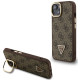 Rudas dėklas Apple iPhone 14 telefonui "Guess PU 4G Strass Triangle Logo Stand Camera Frame MagSafe Case"