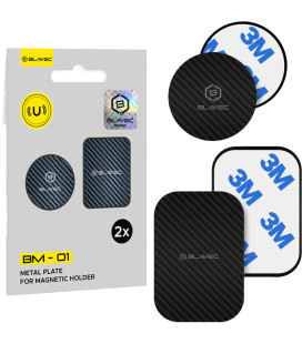 Juodas (Carbon) Metalinių plokštelių komplektas magnetiniams telefonų laikikliams "Blavec BM-01"