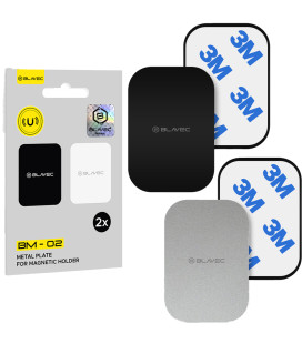 Juodas / Sidabrinis Metalinių plokštelių komplektas magnetiniams telefonų laikikliams "Blavec BM-02"