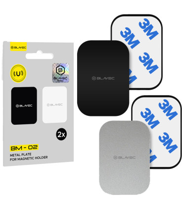 Juodas / Sidabrinis Metalinių plokštelių komplektas magnetiniams telefonų laikikliams "Blavec BM-02"