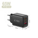 Juodas 1xUSB-A + 2xUSB-C PD65W / QC3.0 pakrovėjas "Tech-Protect NCA65W-GAN 3-Port"