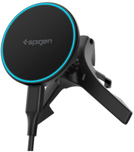 Juodas automobilinis telefono laikiklis su Qi2 15W belaidžio krovimo funkcija "Spigen EV15MAQ Essential"