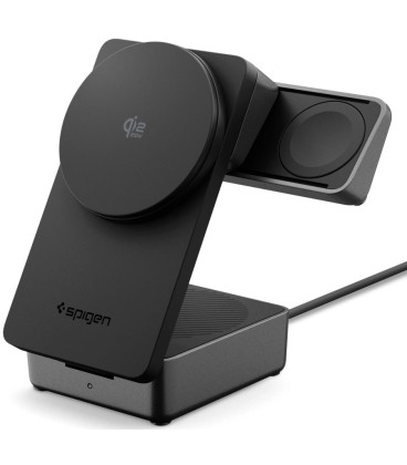 Juodas magnetinis 25W pakrovėjas "Spigen Essential EF323MQ Qi2.2 3in1 Magnetic Magsafe"