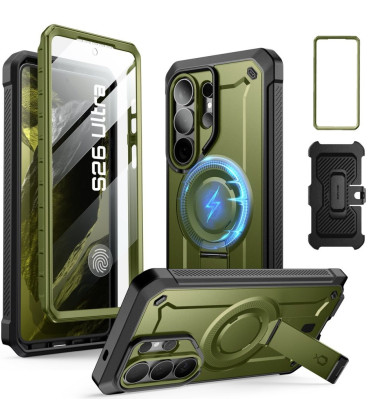 Žalias dėklas Samsung Galaxy S26 Ultra telefonui "Supcase Unicorn Beetle Pro Magsafe 2-Set"