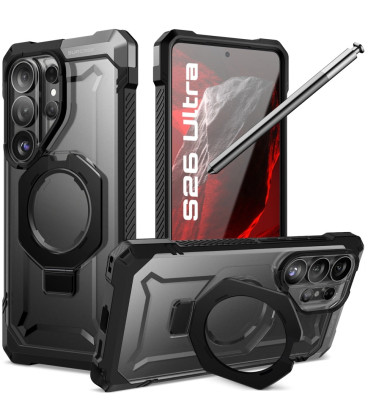 Juodas dėklas Samsung Galaxy S26 Ultra telefonui "Supcase UB Grip MAG Magsafe"
