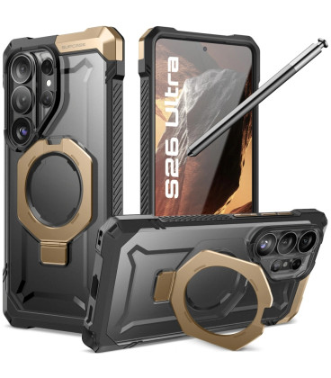 Juodas / auksinis dėklas Samsung Galaxy S26 Ultra telefonui "Supcase UB Grip MAG Magsafe"