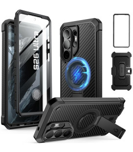 Juodas (Aramid) dėklas Samsung Galaxy S26 Ultra telefonui "Supcase Unicorn Beetle Pro 2-Set"