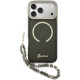 Juodas dėklas su blizgučiais Apple iPhone 17 Pro Max telefonui "Guess IML Glitter Script Strap MagSafe Case"