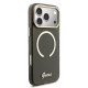 Juodas dėklas su blizgučiais Apple iPhone 17 Pro Max telefonui "Guess IML Glitter Script Strap MagSafe Case"