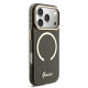 Juodas dėklas su blizgučiais Apple iPhone 17 Pro telefonui "Guess IML Glitter Script Strap MagSafe Case"