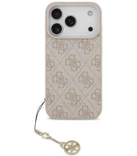 Rožinis dėklas Apple iPhone 17 Pro telefonui "Guess 4G Charm MagSafe Case Tone on Tone"